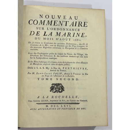 COMMENTAIRE SUR ORDONNANCE DE LA MARINE DU 1681