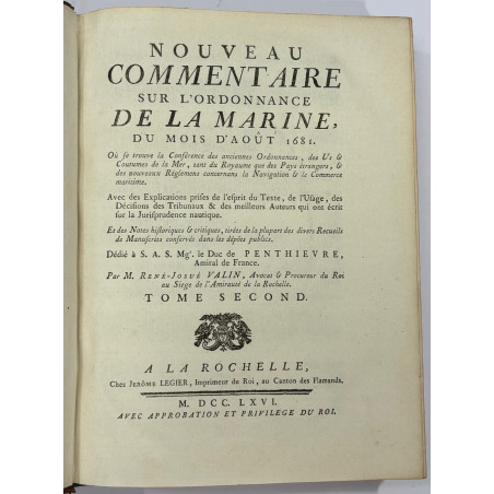 COMMENTAIRE SUR ORDONNANCE DE LA MARINE DU 1681