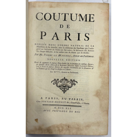 COUTUME DE PARIS