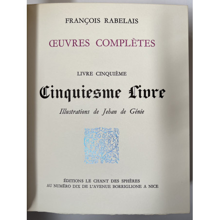 Rabelais œuvres complètes en 5 tomes