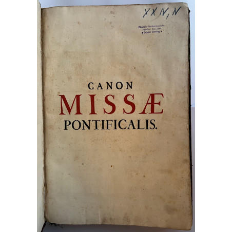 CANON MISSAE PONTIFICALIS 1728