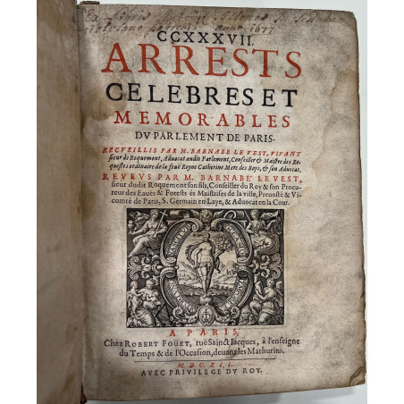 ARRETS CELEBRES ET MEMORABLES 1612