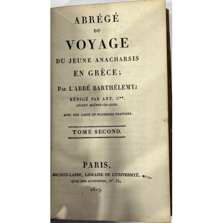 ABRÉGÉ DU VOYAGE ANACHARSIS EN GRECE