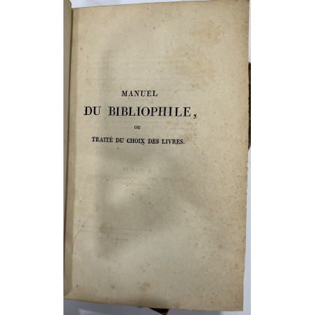 PEIGNOT MANUEL DU BIBLIOPHILE