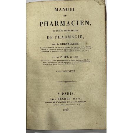 MANUEL DU PHARMACIEN